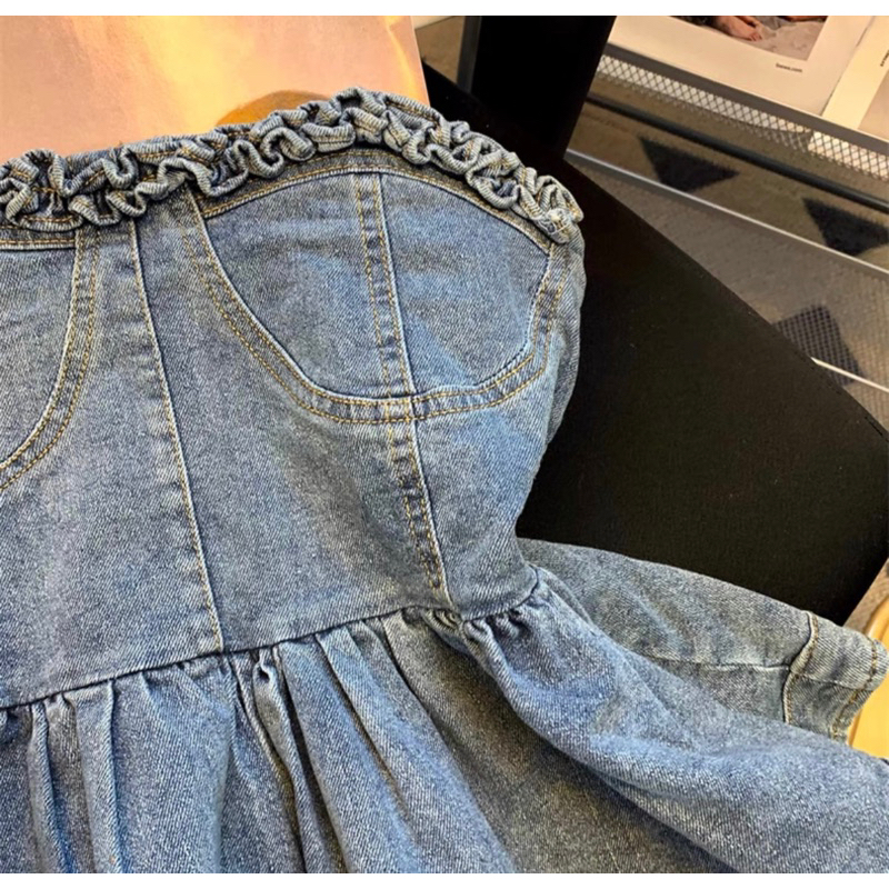 ÁO QUÂY JEAN CÚP NGỰC XOẮN BÈO XOÈ