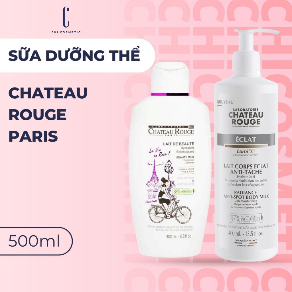 BẢN MỚI - Sữa Dưỡng Thể Kích Trắng Chateau Rouge Paris Lait De Beaute/ LUMI'X 400ml