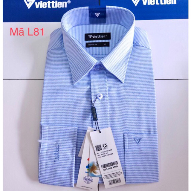 Áo sơ mi việt tiến cao cấp 100% cotton sọc xanh