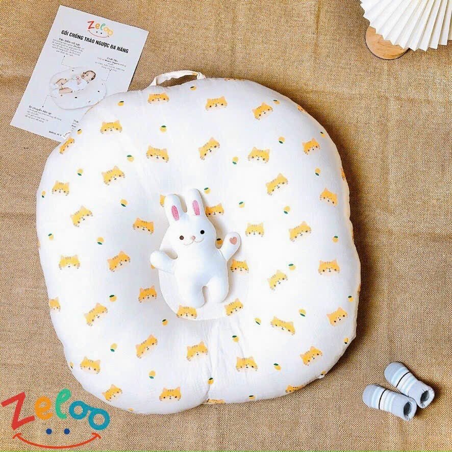 Gối Chống Trào Ngược Cho Bé ZELOO - Vải Xô Muslin Organic Thoáng Mát