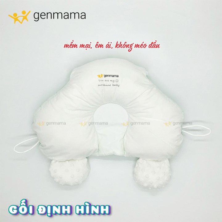 Gối Chặn Chữ U Cho Bé Sơ Sinh, Gối Chống Giật Mình, Chống Bẹp Đầu Chất Liệu Cotton, Vải Sợi Tencel Cao Cấp Genmama