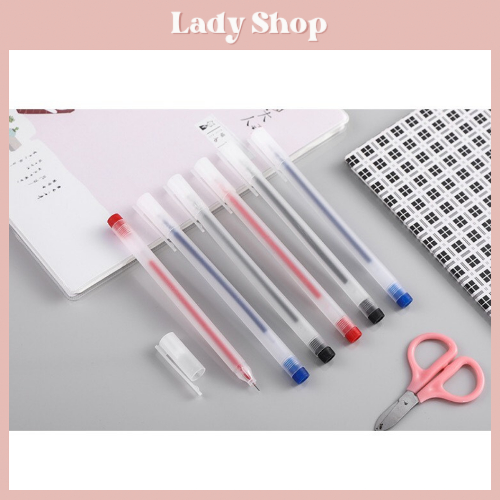 Bút Bi mực Gel Khô Nhanh Ngòi 0,5mm Màu Đỏ/Đen/Xanh Dương Nét Đẹp