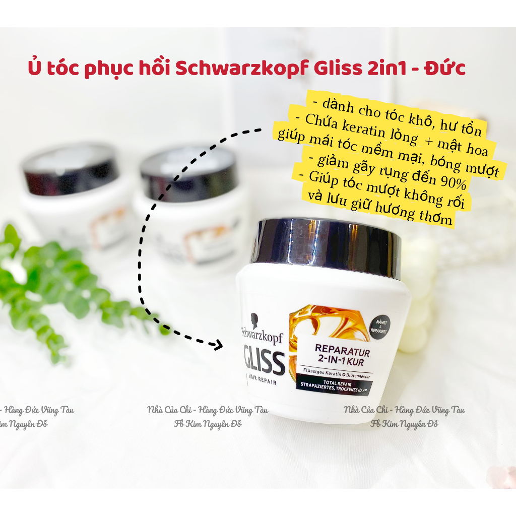 Ủ tóc Schwarzkopf Gliss 2-in-1 - Chuyên phục hồi tóc hư tổn- hàng Đức