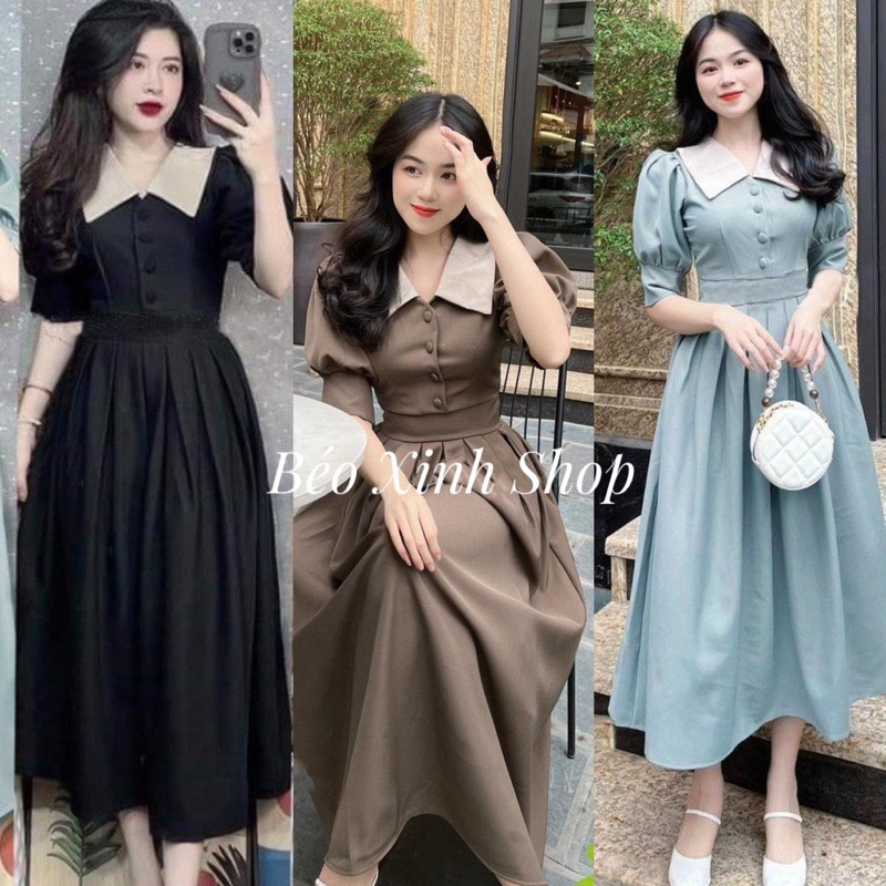 Váy Thời Trang Béo Xinh Bigsize Cổ Nhọn Thanh Lịch Cho Các Nàng 50-100Kg