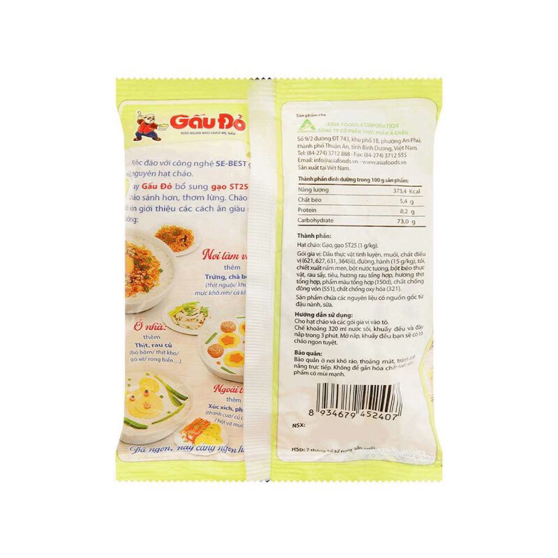 Combo 10, 20 gói cháo Gấu đỏ thịt bằm 50g thơm ngon