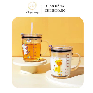 Cốc pha sữa thủy tinh có vạch chia ml - cốc thuỷ tinh 3in1 siêu tiện lợi