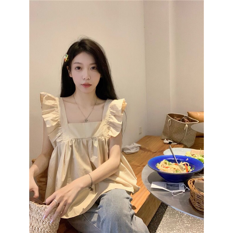 Áo Croptop Nữ Hai Dây Nơ Sau Lưng Dáng Babydoll Phong Cách Hàn Quốc Mã QD106