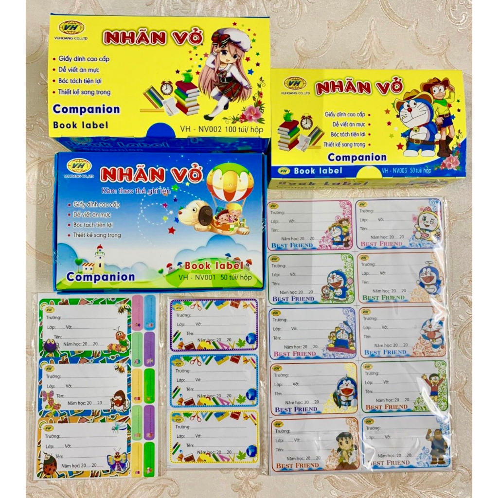 5 xấp nhãn vở decal