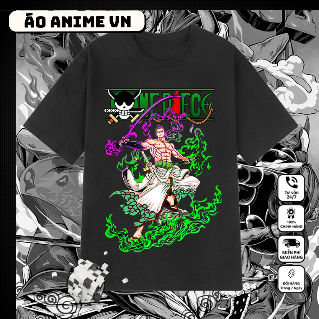 Áo One Piece, Áo Anime in hình Luffy, Zoro, Sanji, Ace mẫu mới cực chất , Áo thun vải cotton dày dặn