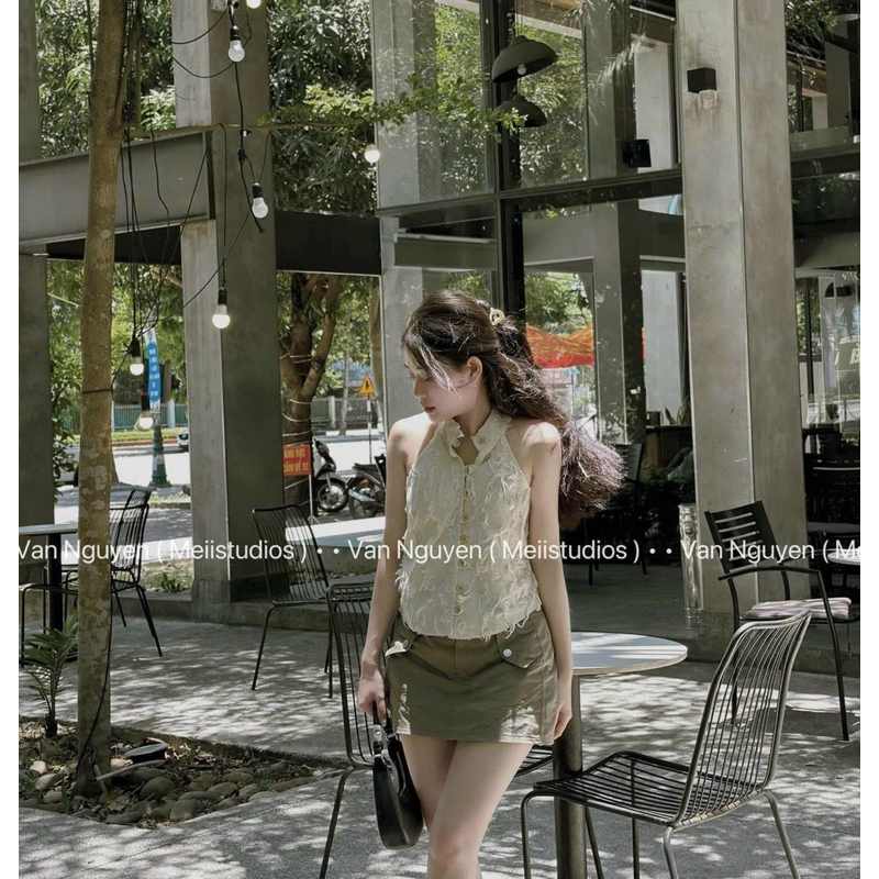 Áo Yếm Cổ Lông Siêu Hot [kèm ảnh thật-]