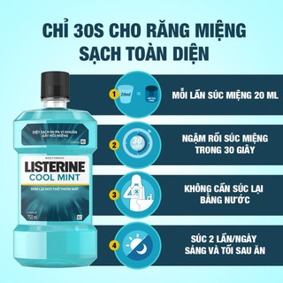 Nước Súc Miệng LISTERINE 750ML Trà Xanh, Chanh Muối, Cool Mint Zero Alcohol Bảo Vệ Răng Trắng Sáng, Hơi Thở Thơm Mát