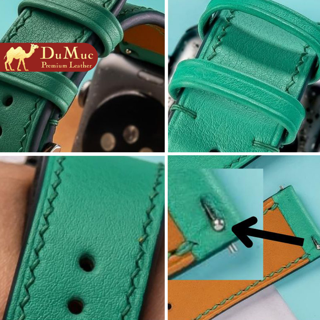 Dây da đồng hồ DU MỤC Leather Da Swift Hass Leather from Pháp - Green