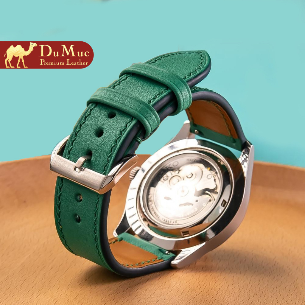 Dây da đồng hồ DU MỤC Leather Da Swift Hass Leather from Pháp - Green