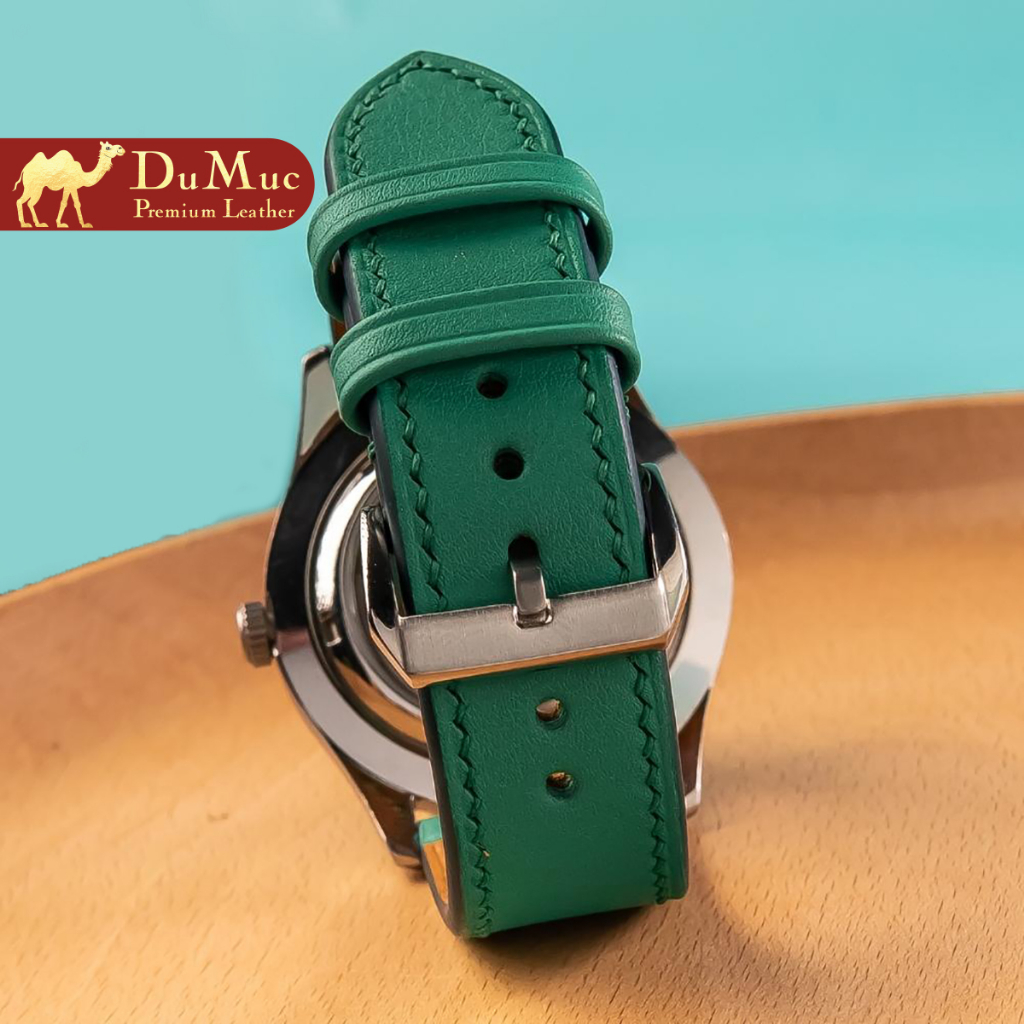 Dây da đồng hồ DU MỤC Leather Da Swift Hass Leather from Pháp - Green