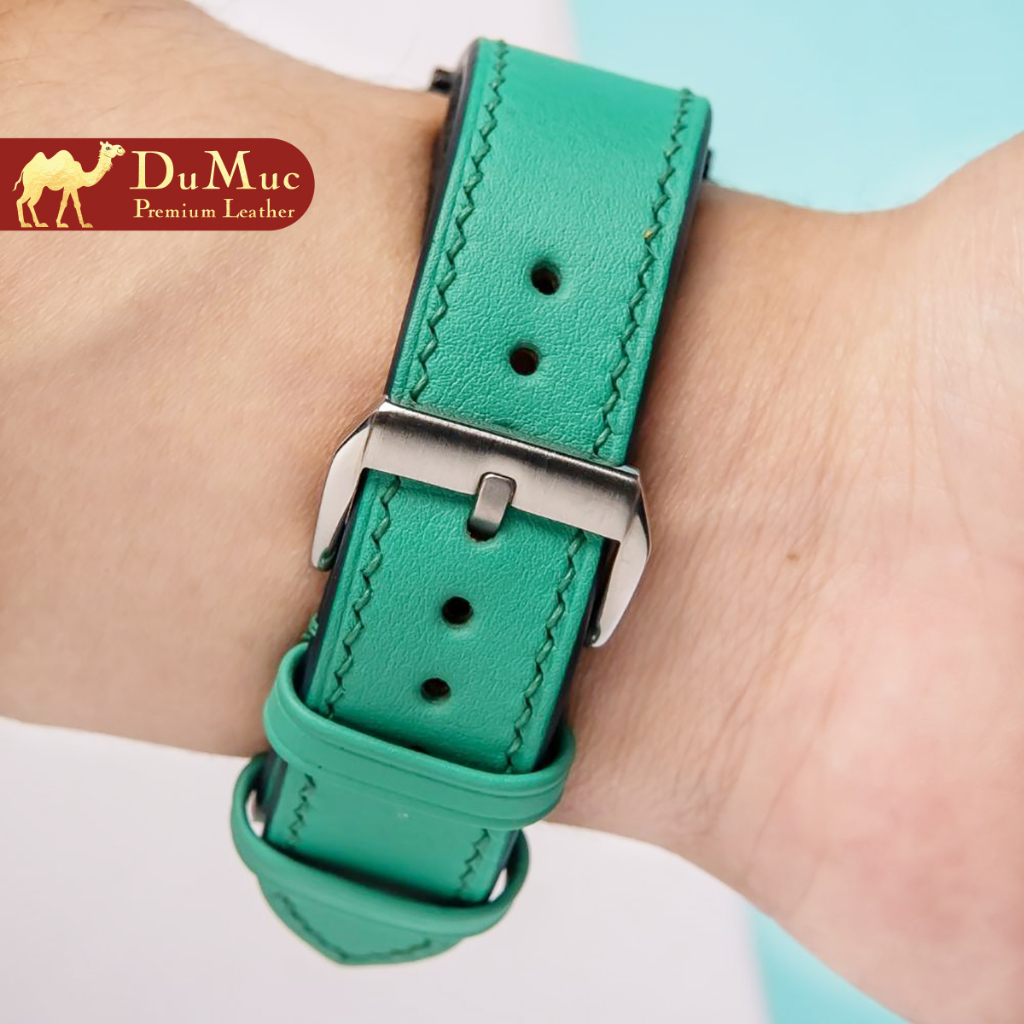 Dây da đồng hồ DU MỤC Leather Da Swift Hass Leather from Pháp - Green