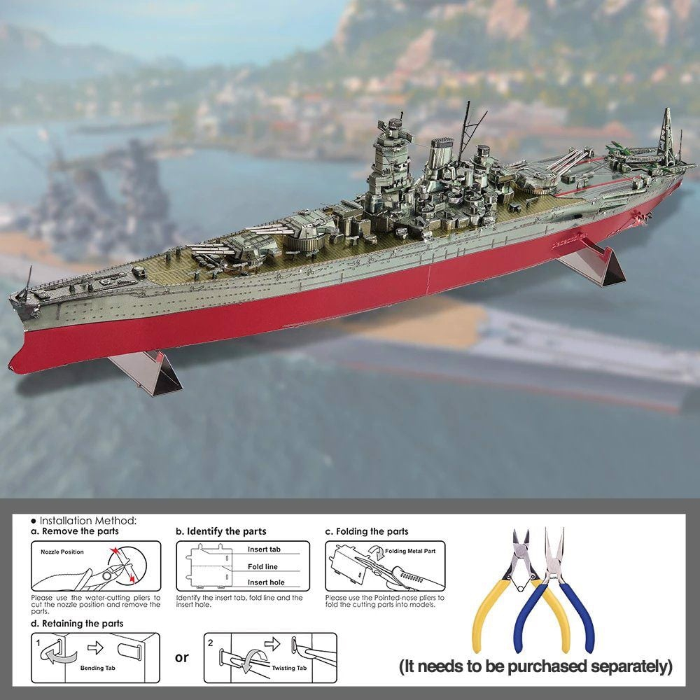 Đồ Chơi Lắp Ráp Mô Hình 3D Bằng Kim Piececool Thiết Giáp Hạm Musashi HP246-RS