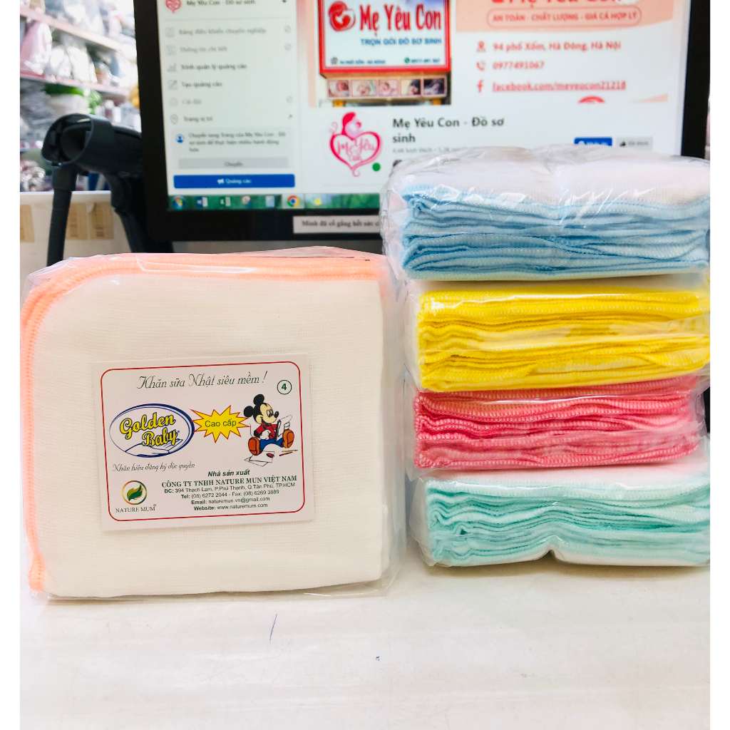 Khăn Sữa Golden Baby Siêu Thấm Trắng 2/3/4 Lớp
