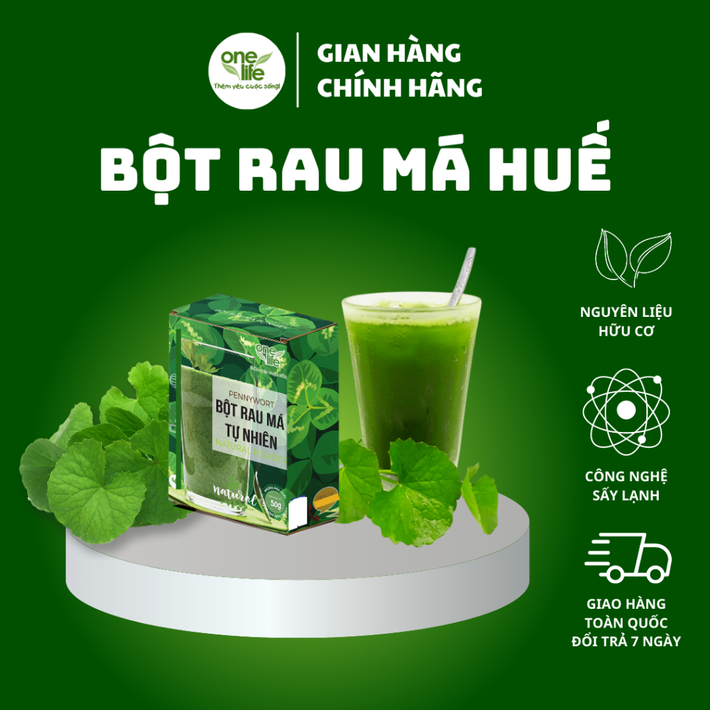 (Mua nhiều giảm giá) Hộp 50gr Bột Rau má tươi sấy lạnh OneLife nguyên chất 100%, giảm cân, không đường