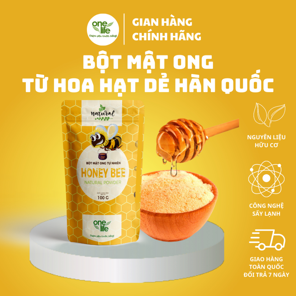 [Mua nhiều giảm giá] Túi 100gr Bột Mật Ong ONELIFE nguyên chất hòa tan uống liền, thay đường ăn kiêng