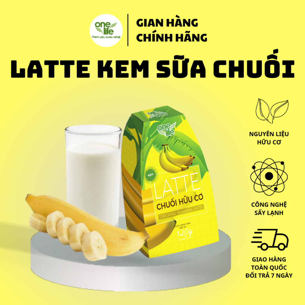 [Mua nhiều giảm giá] Hộp 6 gói Bột Kem Sữa Chuối Latte ONELIFE hòa tan uống liền, thơm ngon, béo bùi