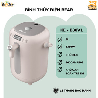 Bình thủy điện thông minh Bear 3L KE-B30V1, Đun nước khử clo và khoá trẻ em an toàn, BH 18 Tháng