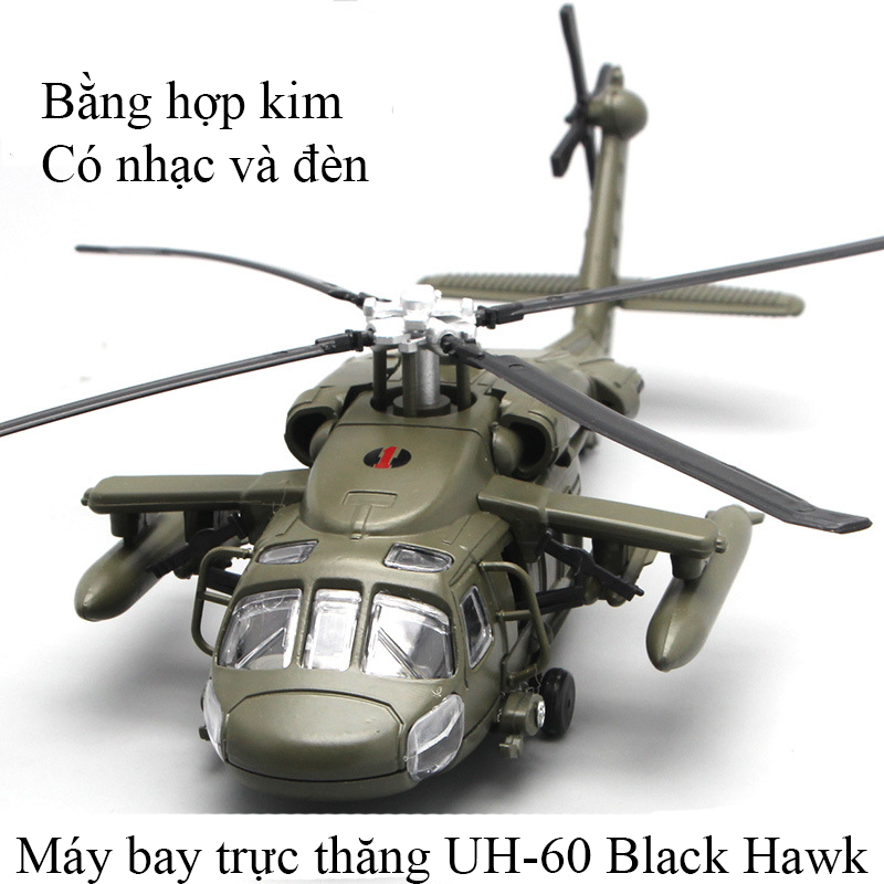 Mô hình máy bay trực thăng UH-60 Black Hawk KAVY bằng hợp kim có nhạc và đèn chạy cót