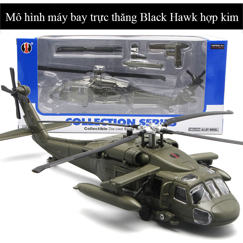 Mô hình máy bay trực thăng UH-60 Black Hawk KAVY bằng hợp kim có nhạc và đèn chạy cót