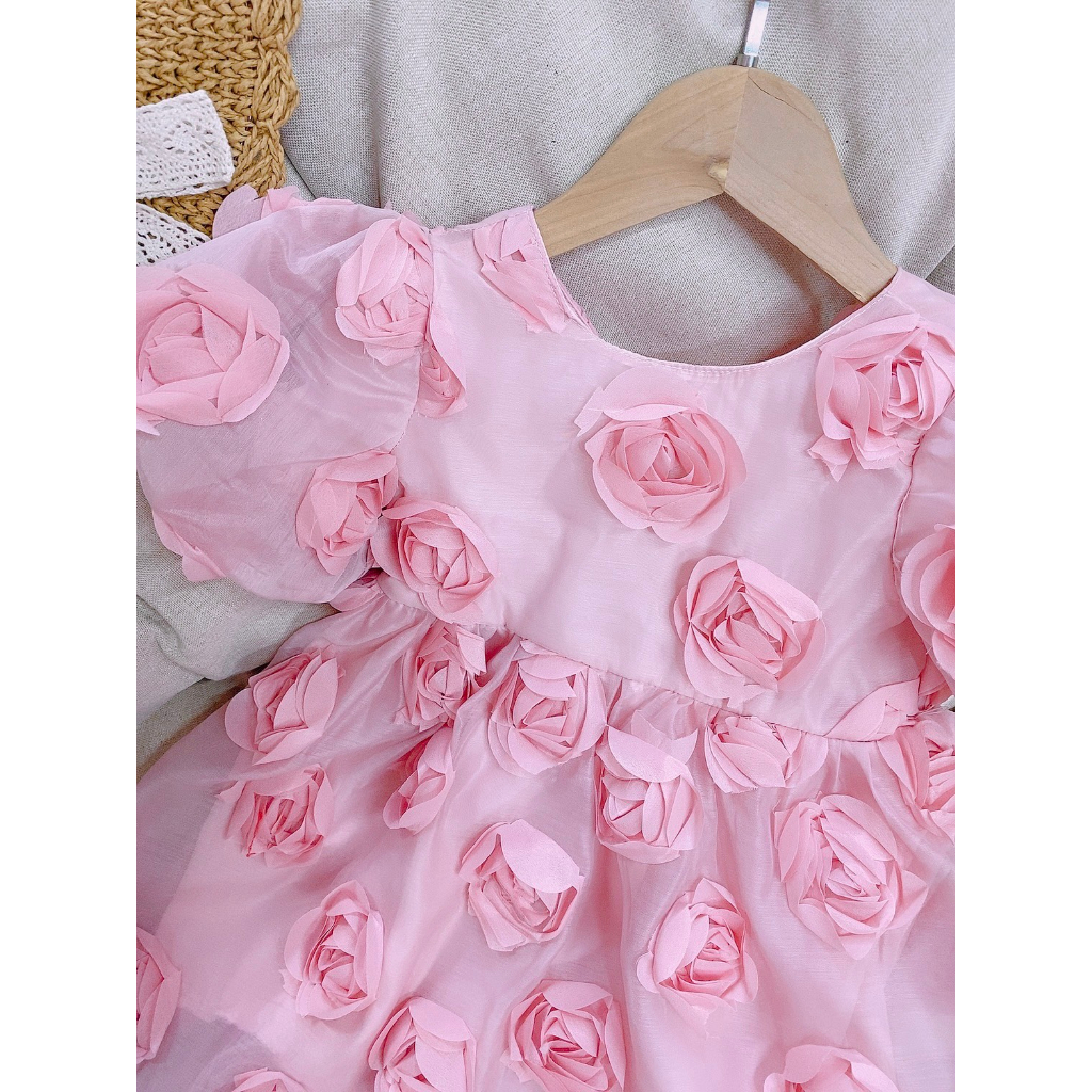 Váy Công Chúa Hoa Nổi Dành Cho Bé Gái