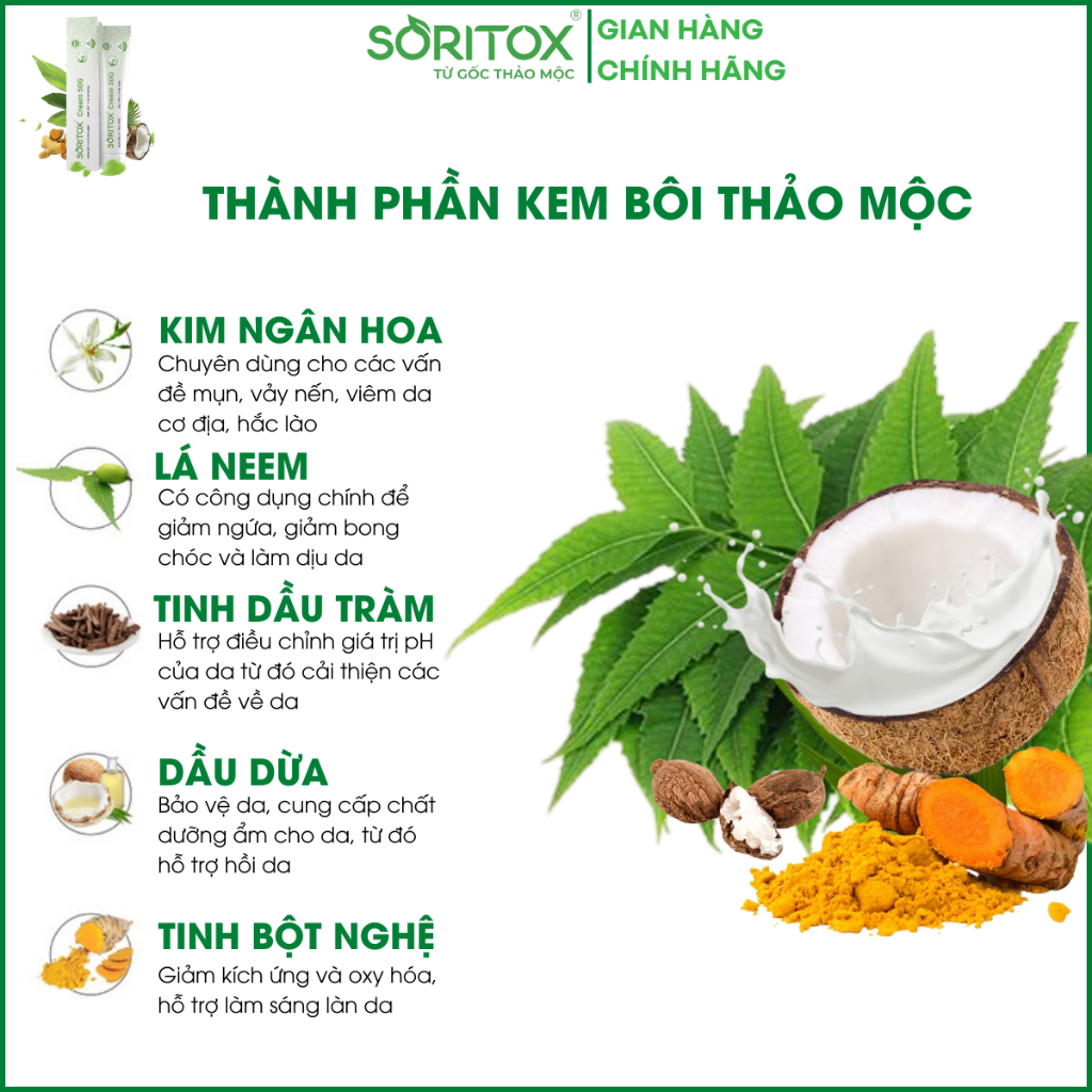 Kem Soritox 50GR - Xử Lý Vảy nến, Viêm da cơ địa, Mẩn ngứa, Bong tróc, Hắc lào