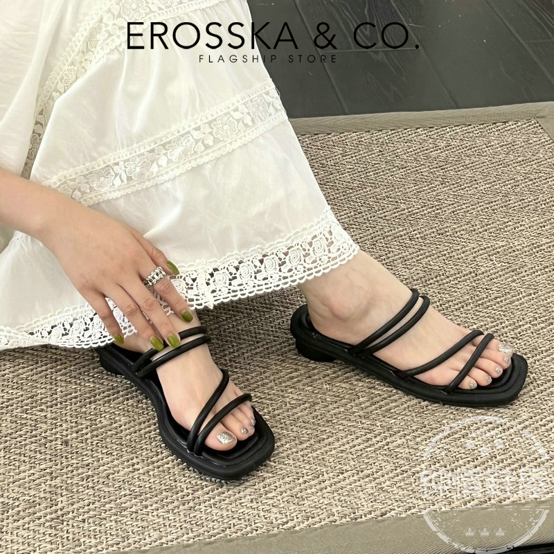 Erosska - Dép nữ thời trang quai ngang kiểu dáng đơn giản mang được 2 kiểu màu kem - EM105