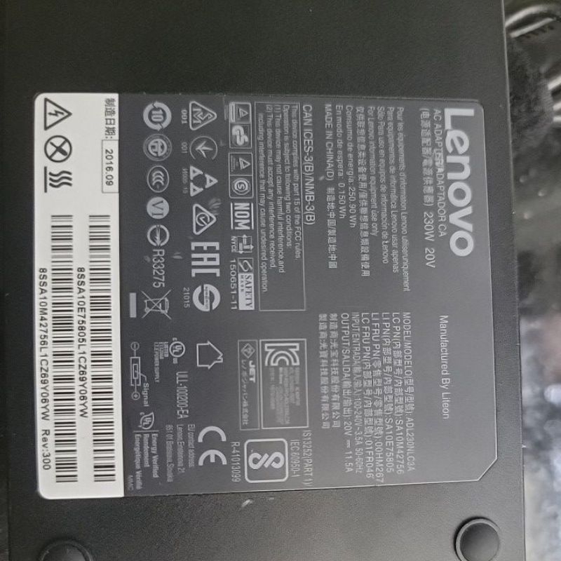 Sạc Lenovo 230W, chỉ bán hàng theo máy, không bán linh kiện