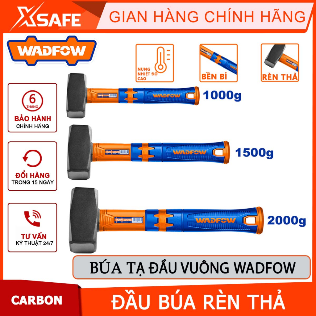 Búa tạ đầu vuông WADFOW chất liệu Carbon tay cầm chất liệu sợi thủy tinh trọng lượng 1/1.5/2kg WHM2310 WHM2315 WHM2321