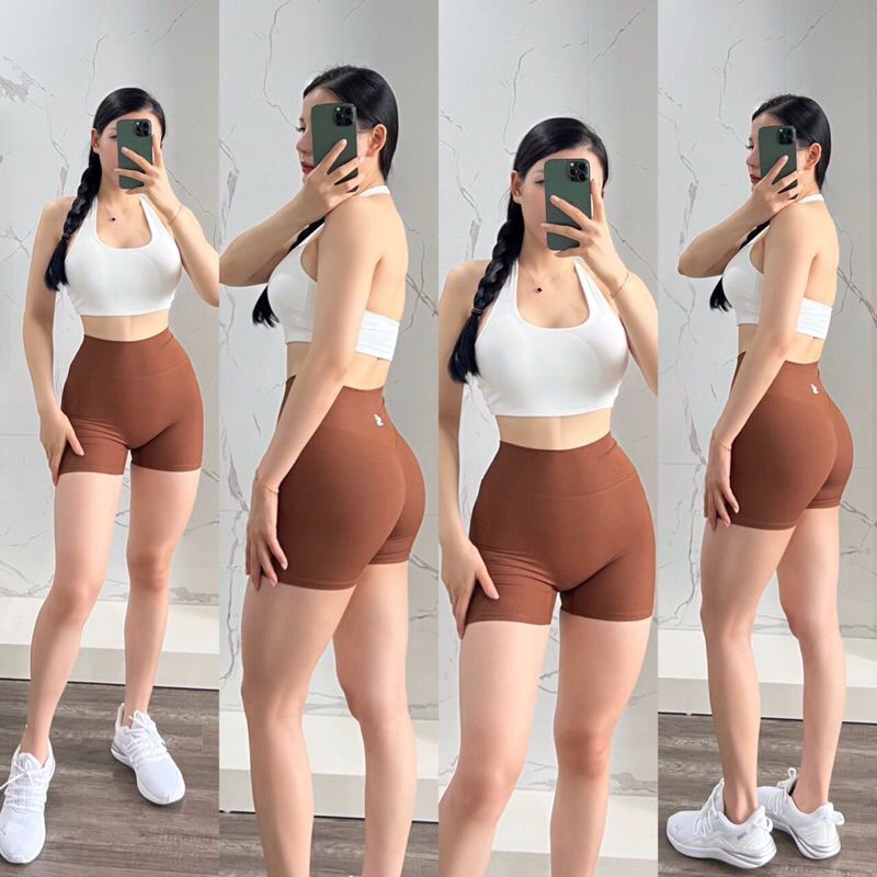 Quần đùi thể thao gym yoga nữ Sofia Creora chất vải thun poly cao cấp.