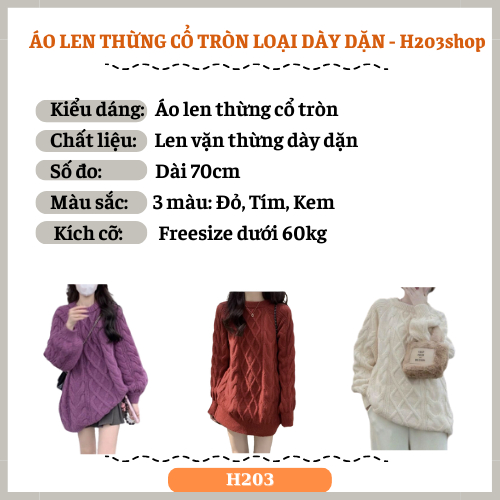 Áo len vặn thừng cổ tròn- áo len thừng 3 màu hit hot freesize siêu dày -H203