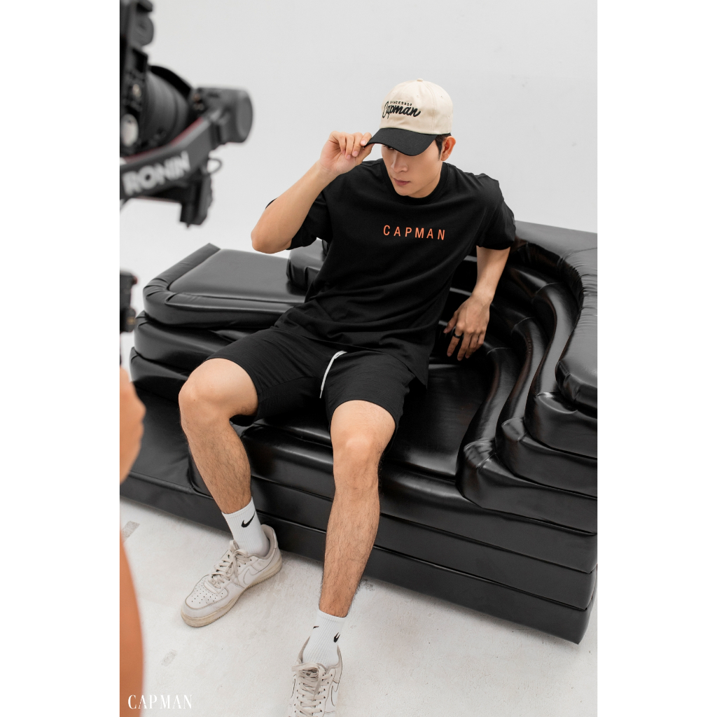 Mũ lưỡi trao baseball CAPMAN phom thể thao CM91 màu Đen Kem