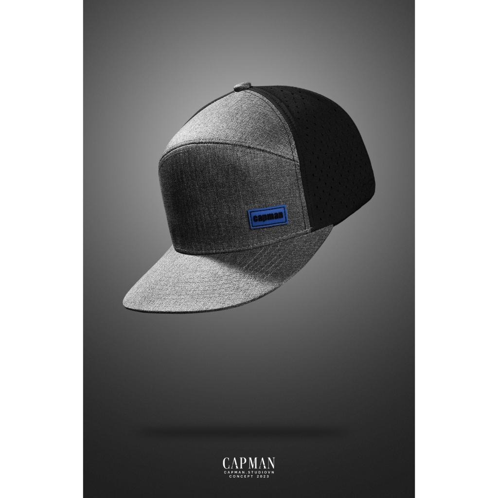 Mũ snapback màu xám đen CAPMAN lưỡi ngang CM26