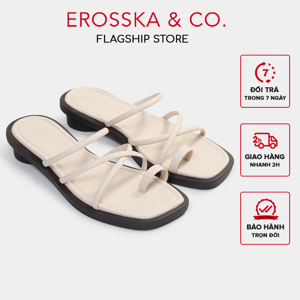 Erosska - Dép nữ phối dây xỏ ngón thiết kế basic êm chân cao 2cm màu nude - EM107