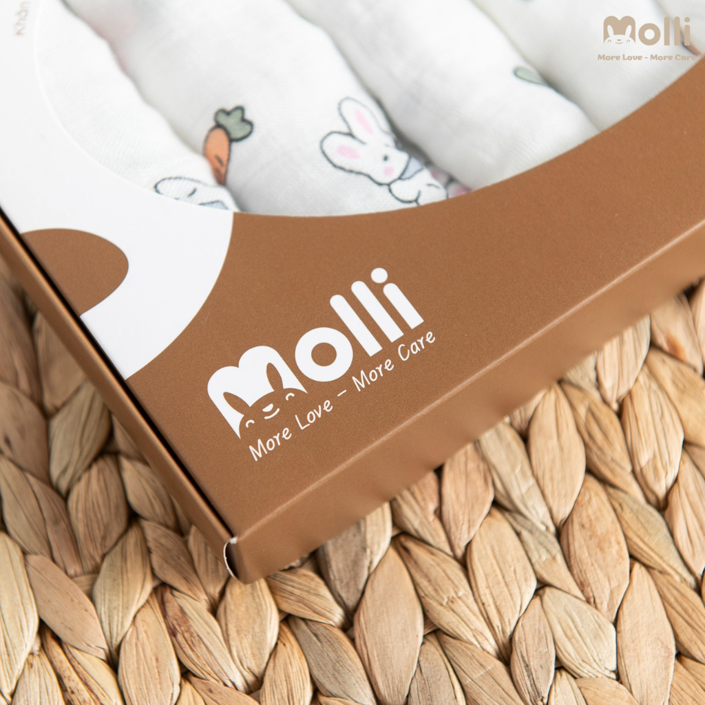 Set hộp 6 chiếc khăn sữa 100% sợi tre Premium Bamboo Molli