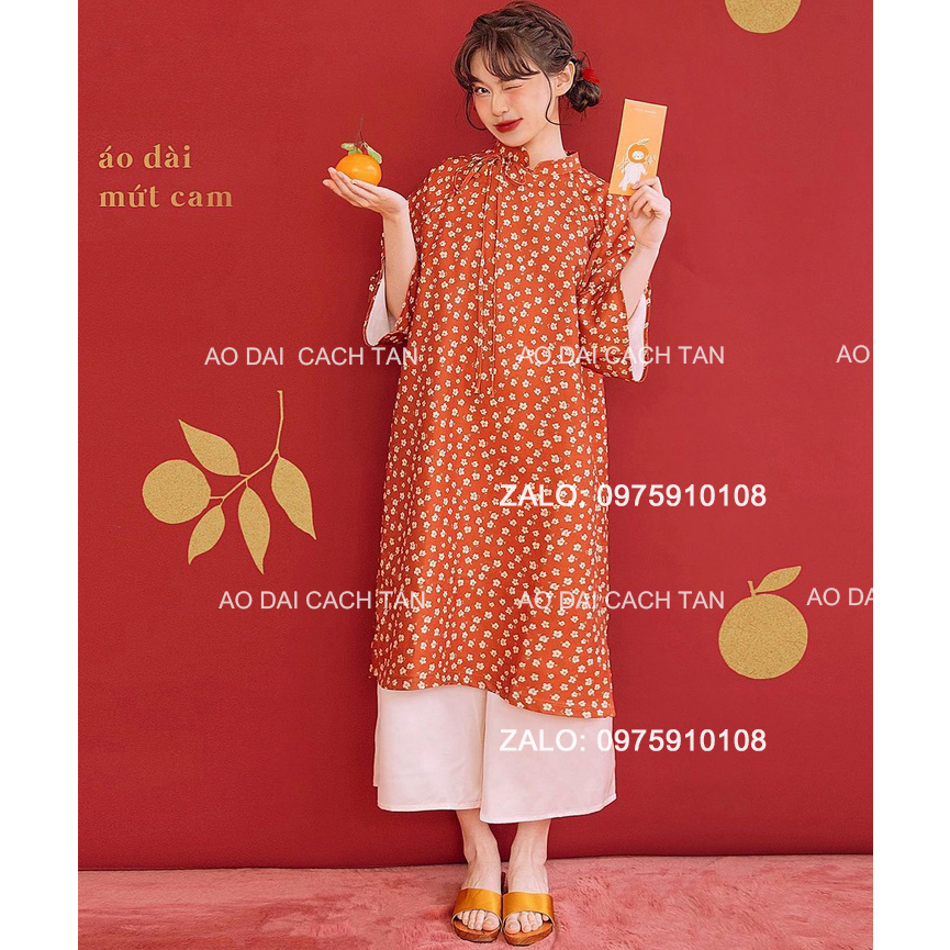 Áo dài cách tân thiết kế MỨT CAM, áo dài đẹp nhẹ nhàng cho các nàng thơ mặc lễ tết cưới hỏi chụp hình sang trọng