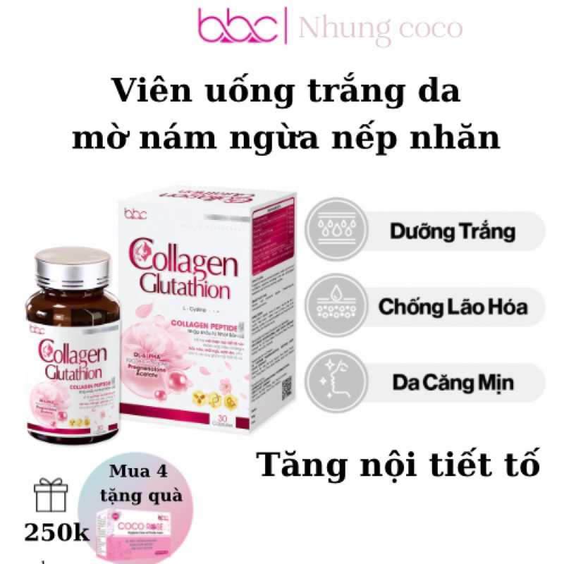 BBC COLLAGEN GLUTATHION viên uống trắng da tăng nội tiết tố nữ