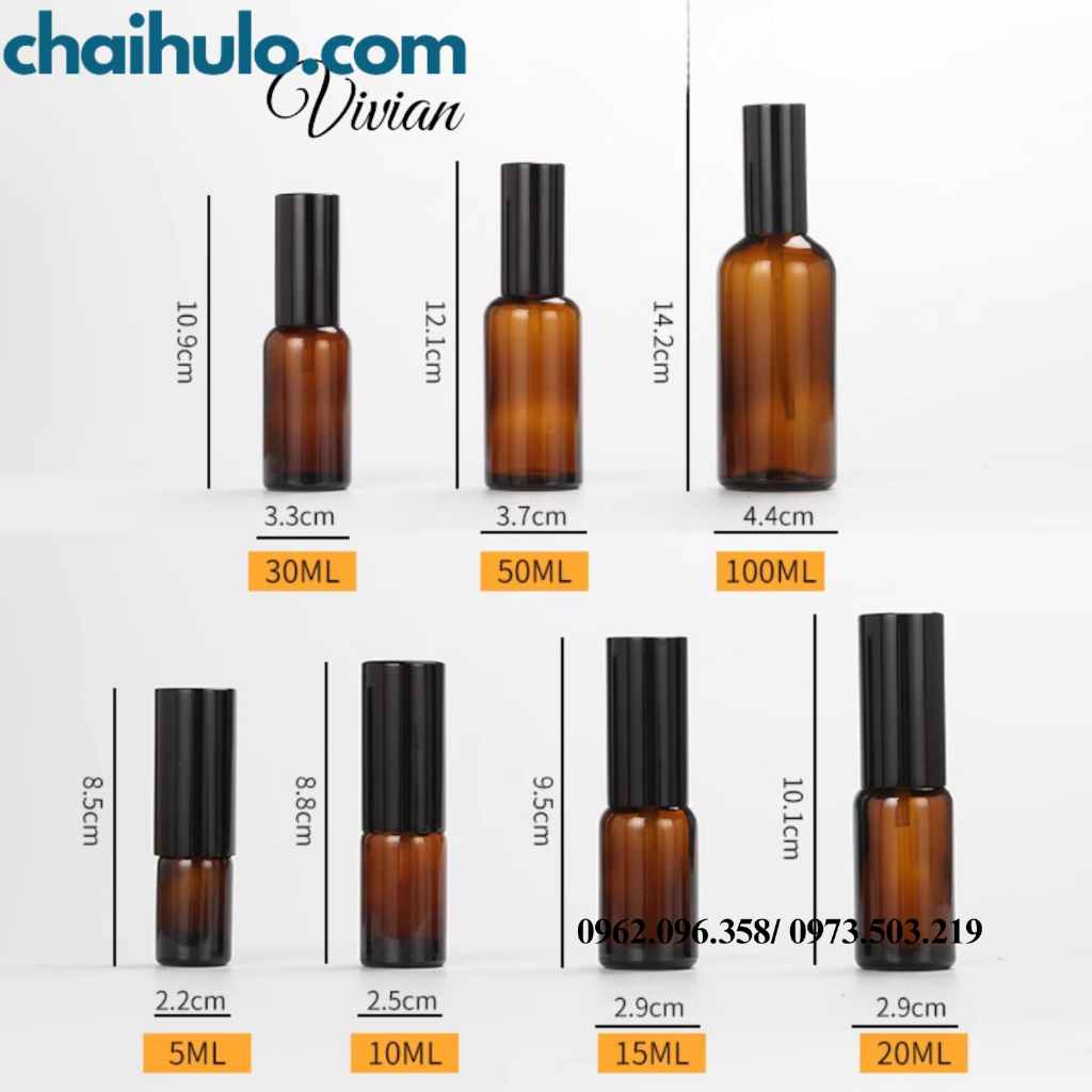 Chai xịt phun sương thân thủy tinh màu nâu nắp nhôm hàng đẹp loại 1- HÀNG CÓ SẴN