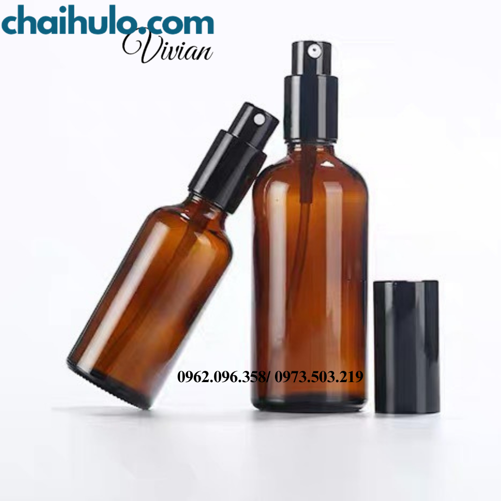 Chai xịt phun sương thân thủy tinh màu nâu nắp nhôm hàng đẹp loại 1- HÀNG CÓ SẴN