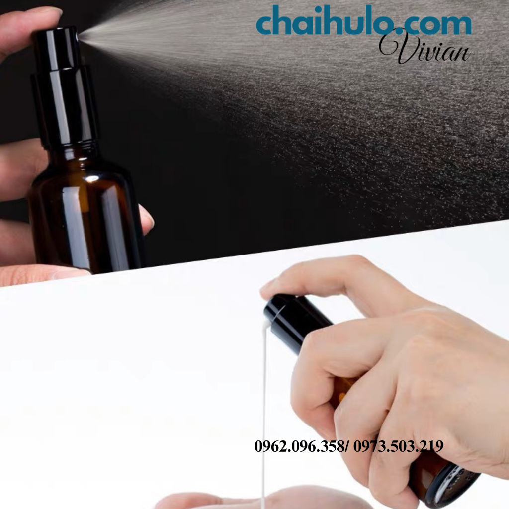 Chai xịt phun sương thân thủy tinh màu nâu nắp nhôm hàng đẹp loại 1- HÀNG CÓ SẴN