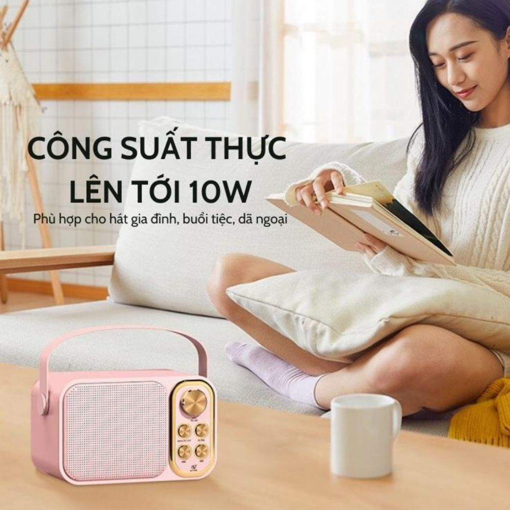 Loa bluetooth mini karaoke kèm mic YS105 Không dây kèm 2 mic hát công suất 10W bass mạnh xách tay - chính hãng 12 Tháng