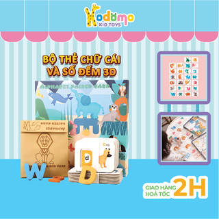 Thẻ chữ cái tiếng việt, flash card học chữ và số 3d bằng gỗ thông minh cho bé - kodomo