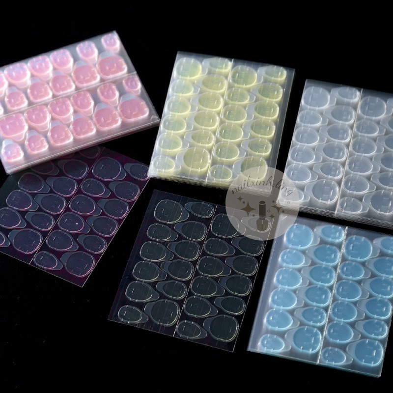 Miếng Keo 2 Mặt Dán Móng Nail Box Loại 24 Miếng , 12 Miếng Màu Vàng, Hồng - R16
