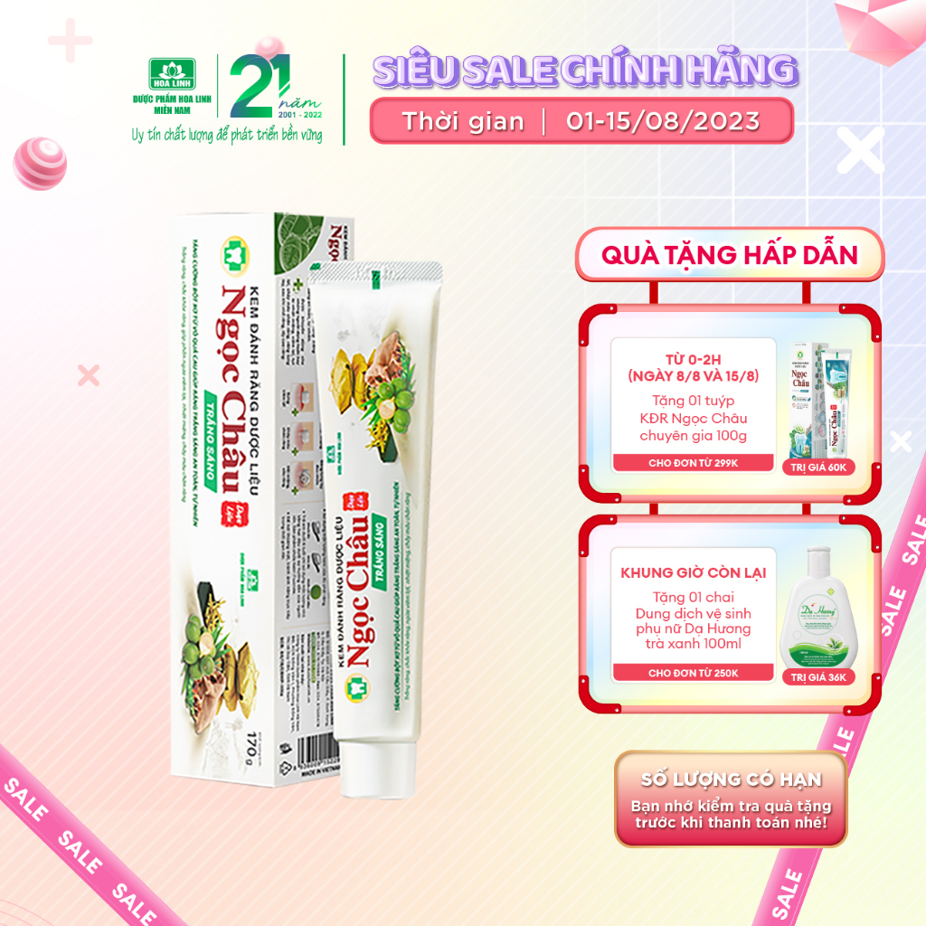 Kem Đánh Răng Dược Liệu Ngọc Châu Trắng Sáng 170g