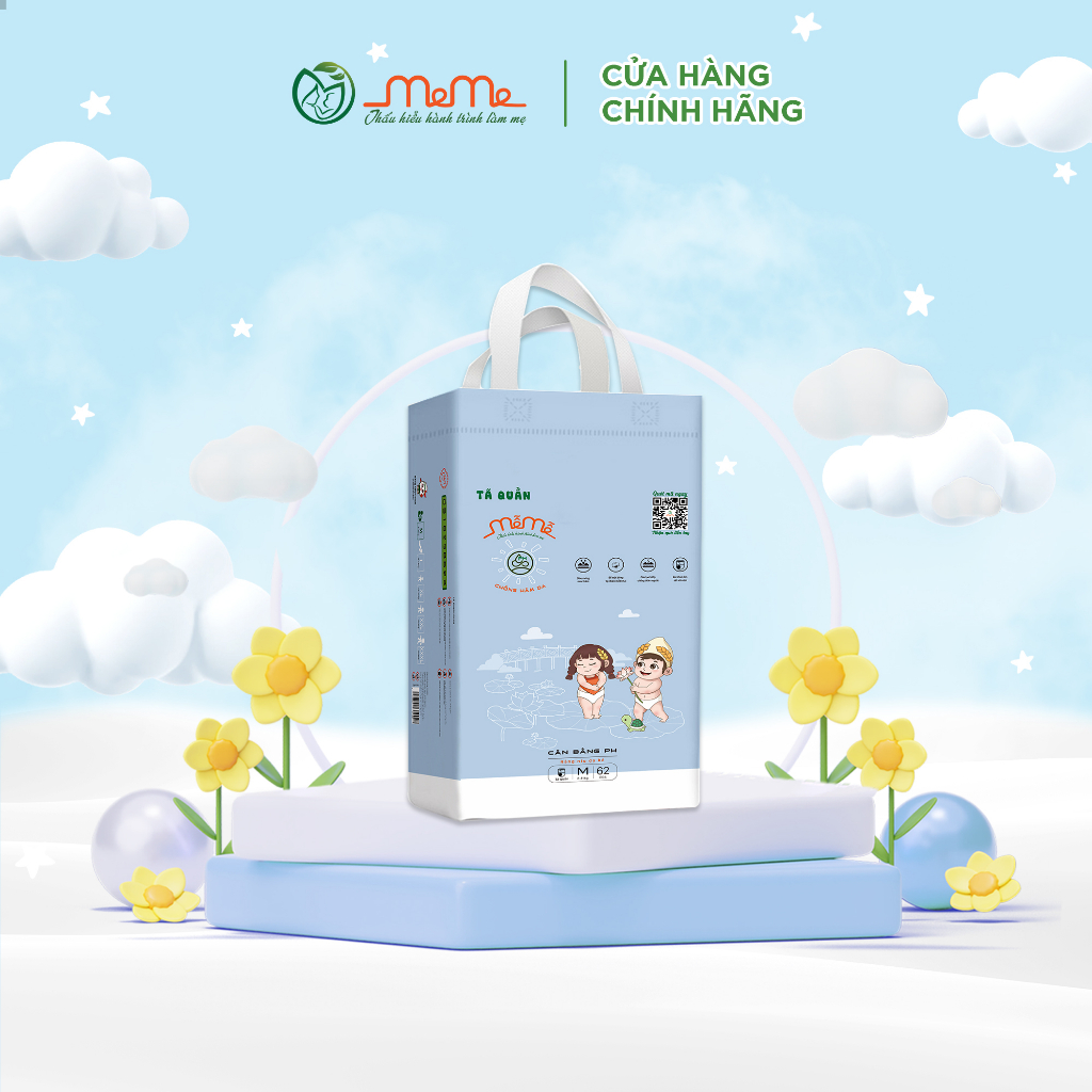 Tã/Bỉm Quần Mễ Mễ Size M62 Siêu Khô Thoáng Chống Hăm