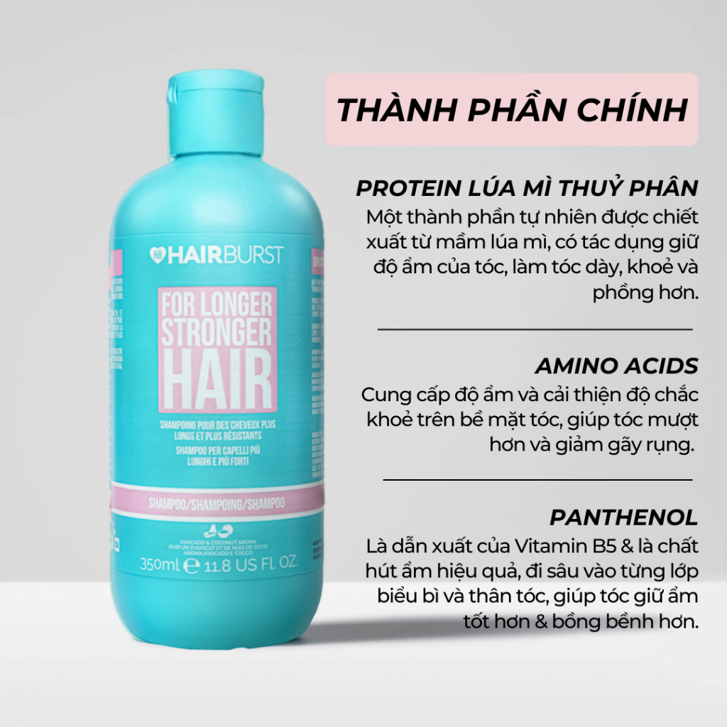 Dầu gội HAIRBURST kích thích mọc tóc dài hơn chắc khỏe hơn 350ml/chai