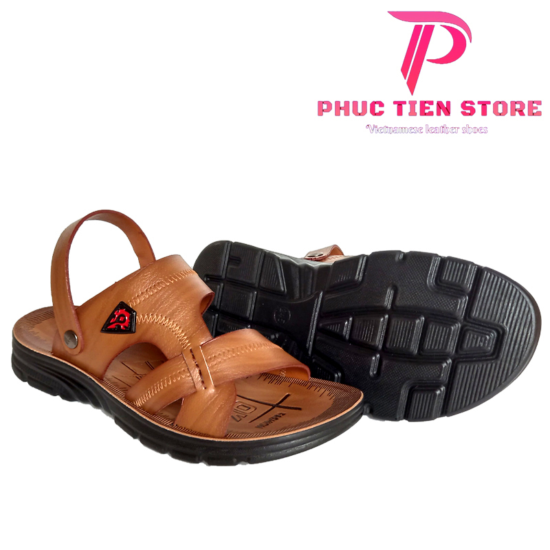 Dép da nam được làm từ da bò cao cấp đế đúc dẻo nâng chiều cao